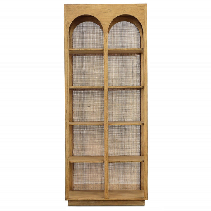 LEONARDO MINDI WOOD + CANE BOOKCASE