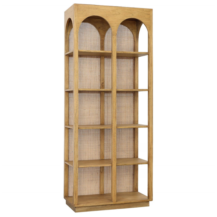 LEONARDO MINDI WOOD + CANE BOOKCASE