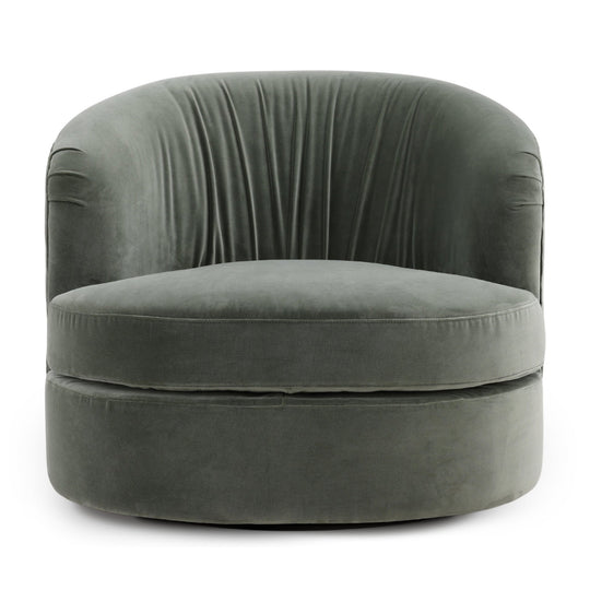 LEWIS SAGE VELVET UPHOLSTERED SWIVEL CHAIR