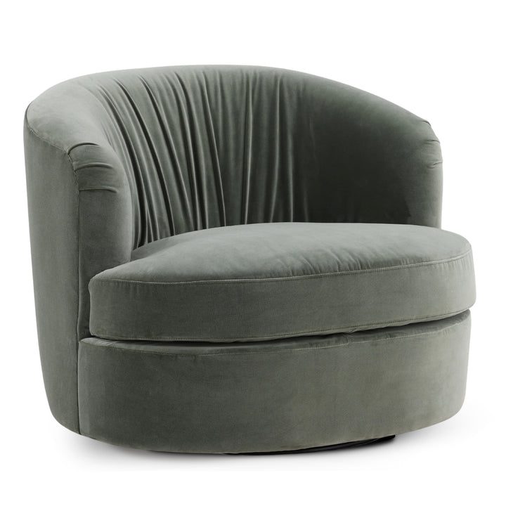 LEWIS SAGE VELVET UPHOLSTERED SWIVEL CHAIR