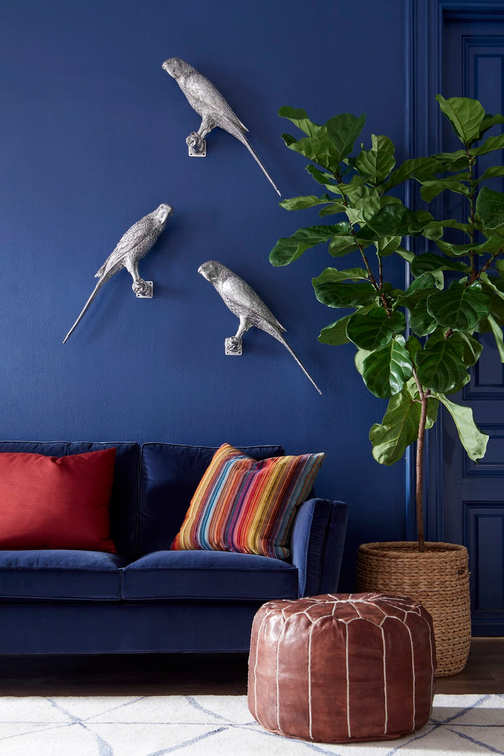 PARROT WALL DECOR: SILVER LEAF