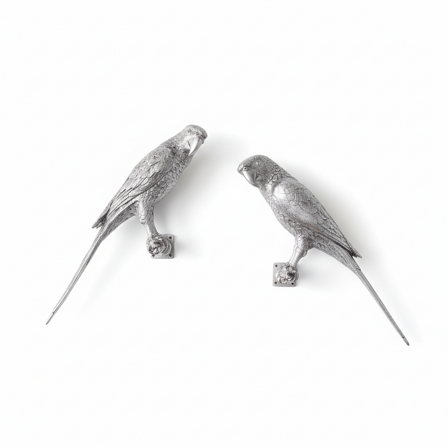 silver parrot wall sculptures