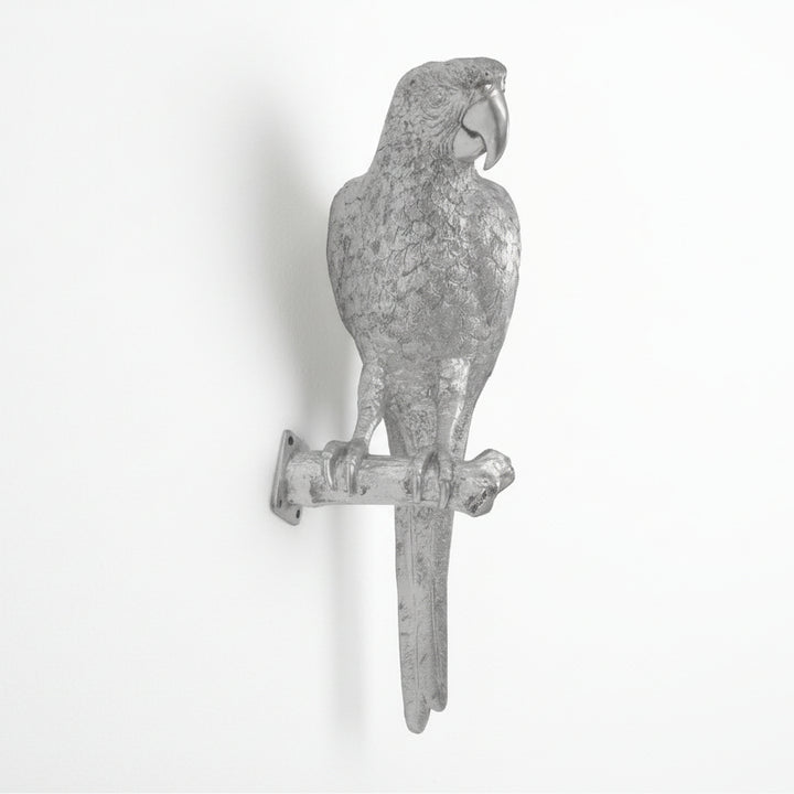 PARROT WALL DECOR: SILVER LEAF