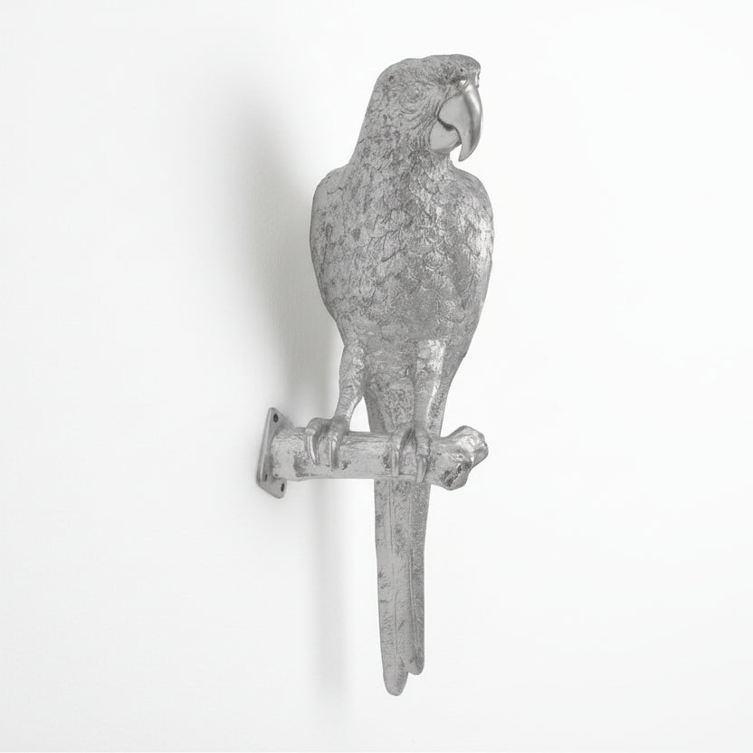 PARROT WALL DECOR: SILVER LEAF