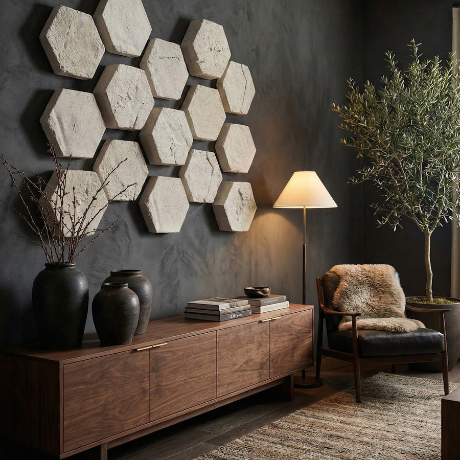 HEXAGON STONE WALL TILES | SET OF 3