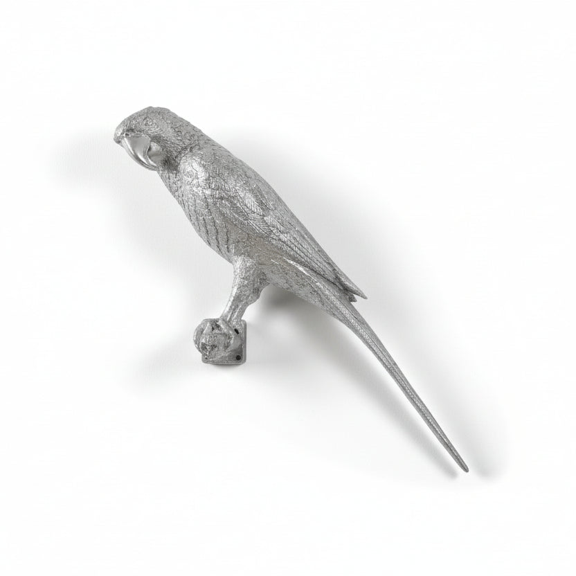 PARROT WALL DECOR: SILVER LEAF