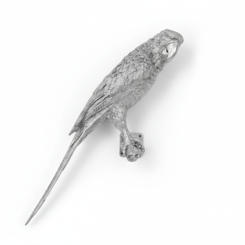 PARROT WALL DECOR: SILVER LEAF