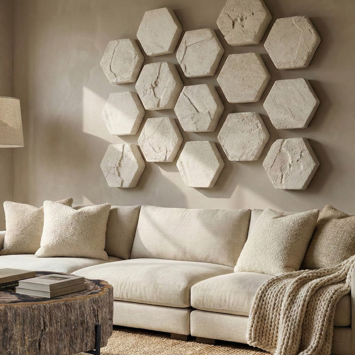 decorative hexagonal wall art isolated