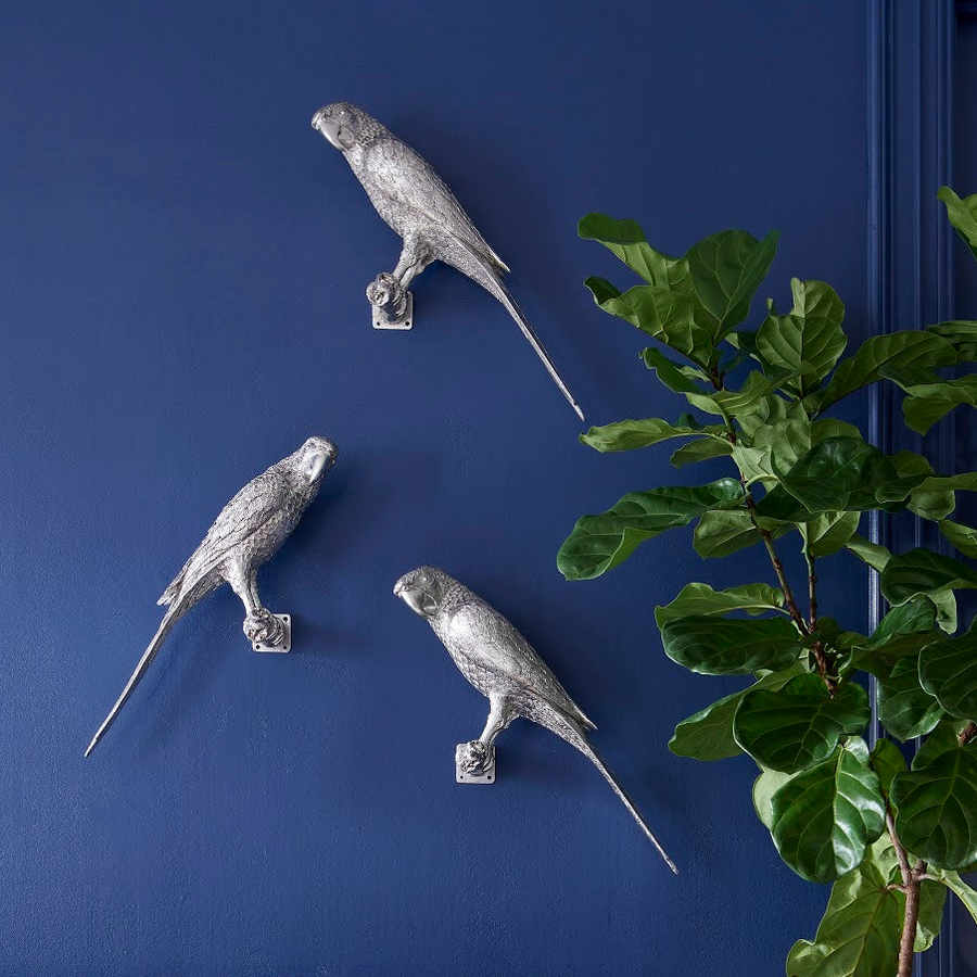 PARROT WALL DECOR: SILVER LEAF