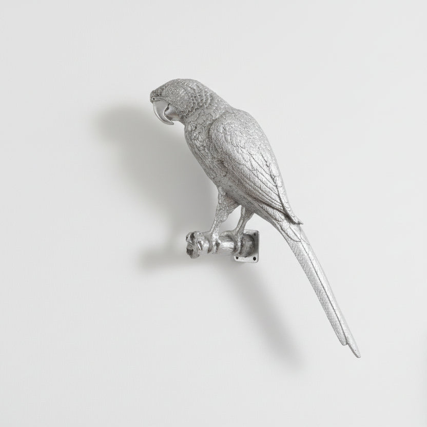 PARROT WALL DECOR: SILVER LEAF