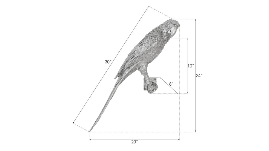 PARROT WALL DECOR: SILVER LEAF