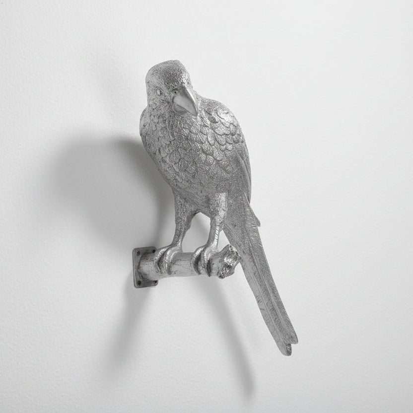 PARROT WALL DECOR: SILVER LEAF
