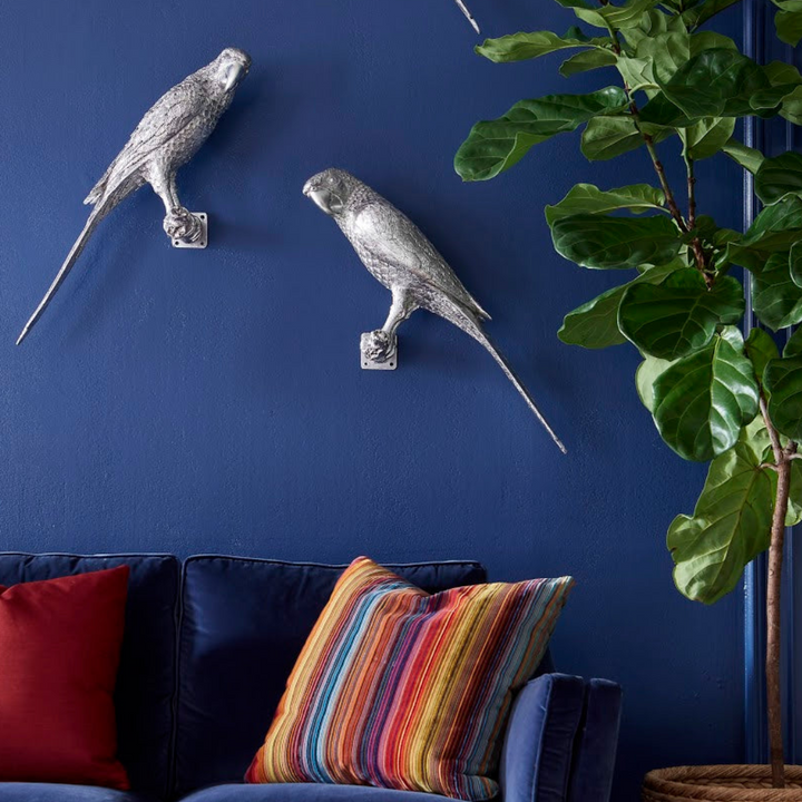 PARROT WALL DECOR: SILVER LEAF