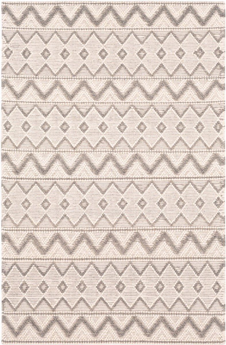 LIA TEXTURED WOOL FLAT RUG: CREAM, GRAY