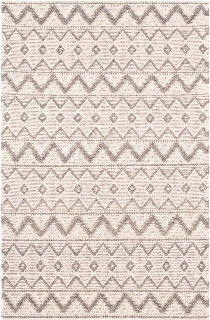 LIA TEXTURED WOOL FLAT RUG: CREAM, GRAY