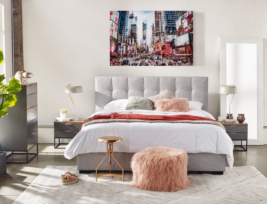 LIAM STORAGE BED: GRAY LINEN