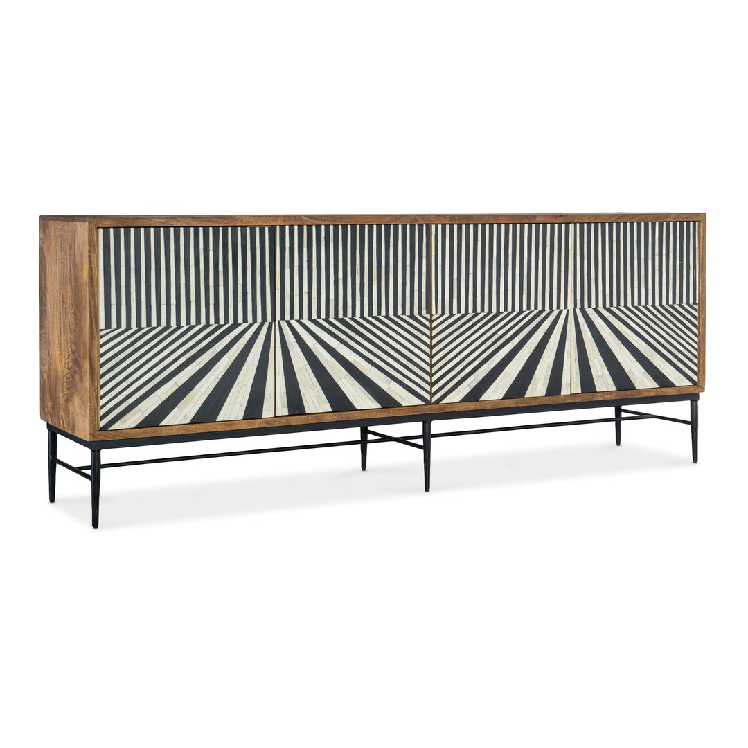 LINEAR PERSPECTIVE BONE INLAYED MEDIA CREDENZA