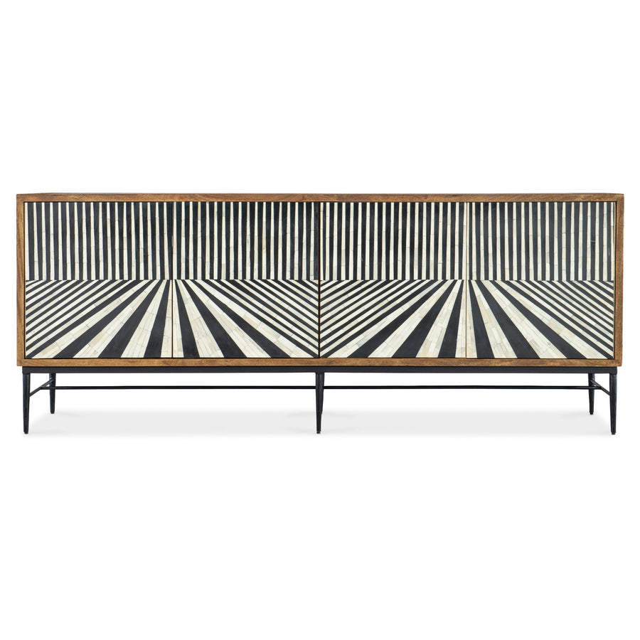 LINEAR PERSPECTIVE BONE INLAYED MEDIA CREDENZA