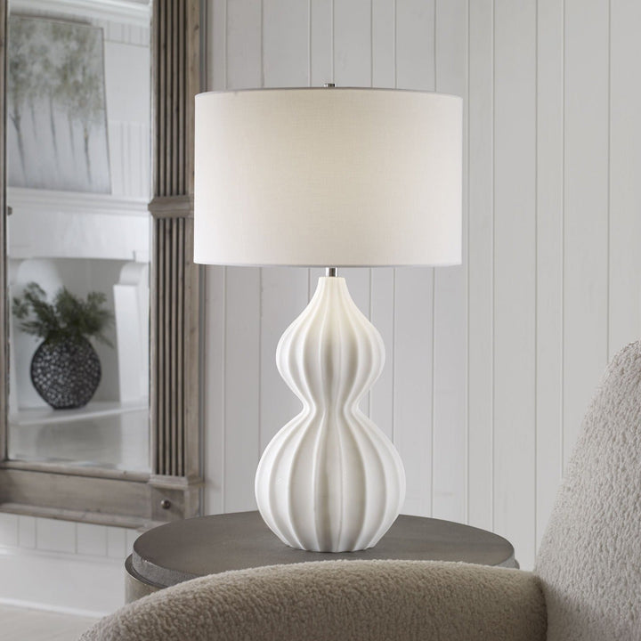 LISLE WHITE MARBLE TABLE LAMP