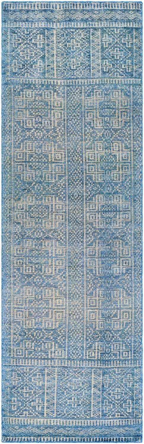 LIVORNO HAND - KNOTTED VISCOSE+WOOL RUG: DENIM