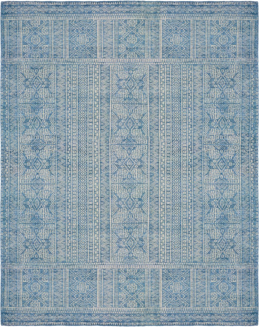 LIVORNO HAND - KNOTTED VISCOSE+WOOL RUG: DENIM