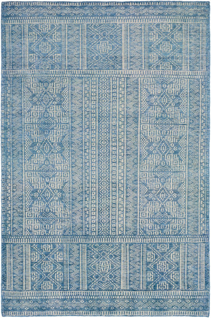 LIVORNO HAND - KNOTTED VISCOSE+WOOL RUG: DENIM