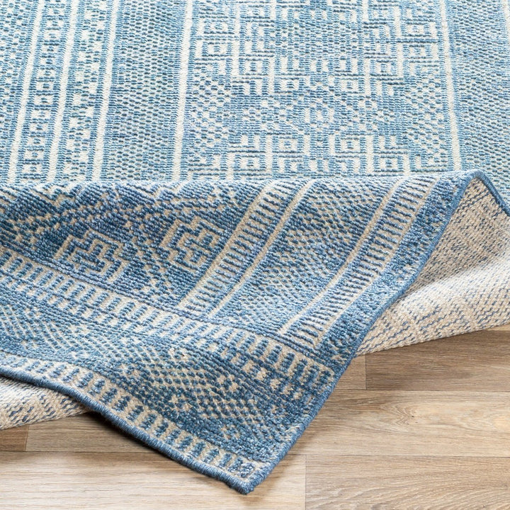 LIVORNO HAND - KNOTTED VISCOSE+WOOL RUG: DENIM