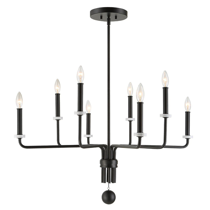 LOREN MATTE BLACK WITH WHITE MARBLE CHANDELIER