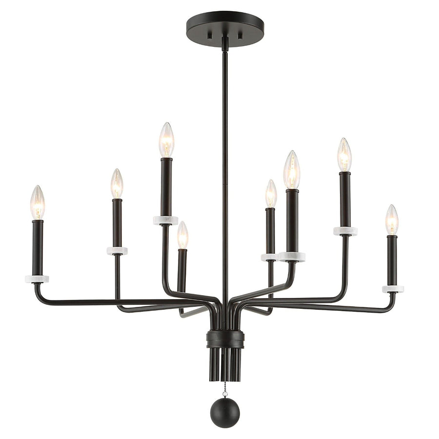 LOREN MATTE BLACK WITH WHITE MARBLE CHANDELIER