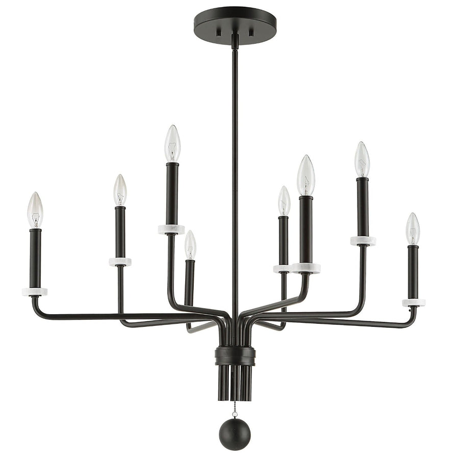 LOREN MATTE BLACK WITH WHITE MARBLE CHANDELIER