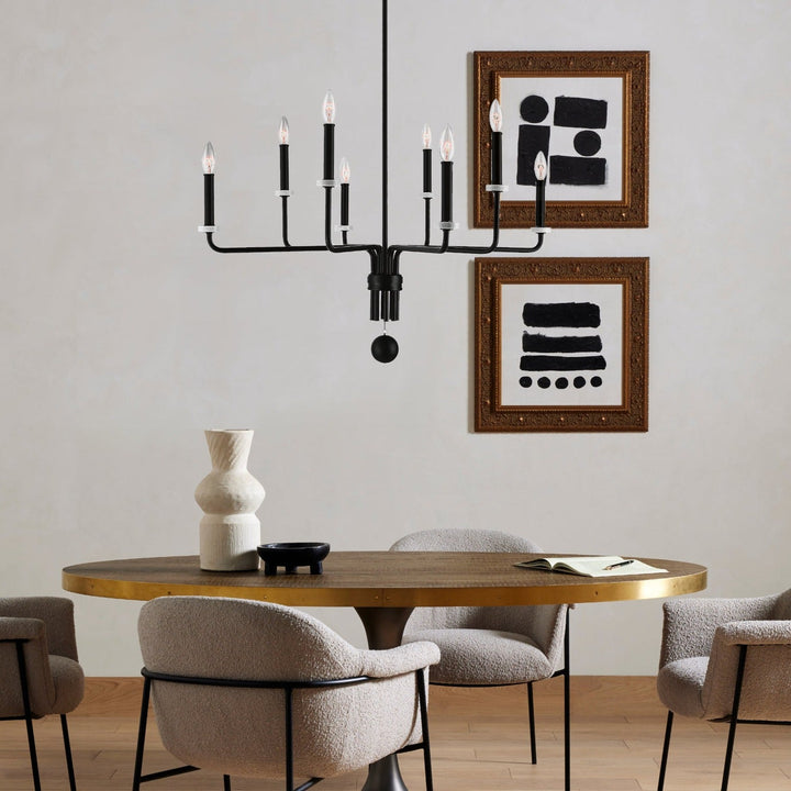 LOREN MATTE BLACK WITH WHITE MARBLE CHANDELIER