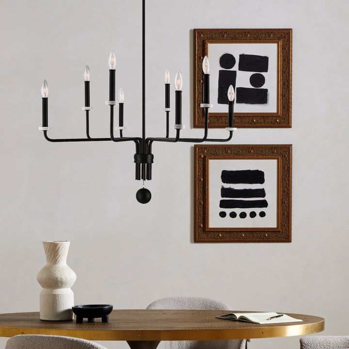 LOREN MATTE BLACK WITH WHITE MARBLE CHANDELIER