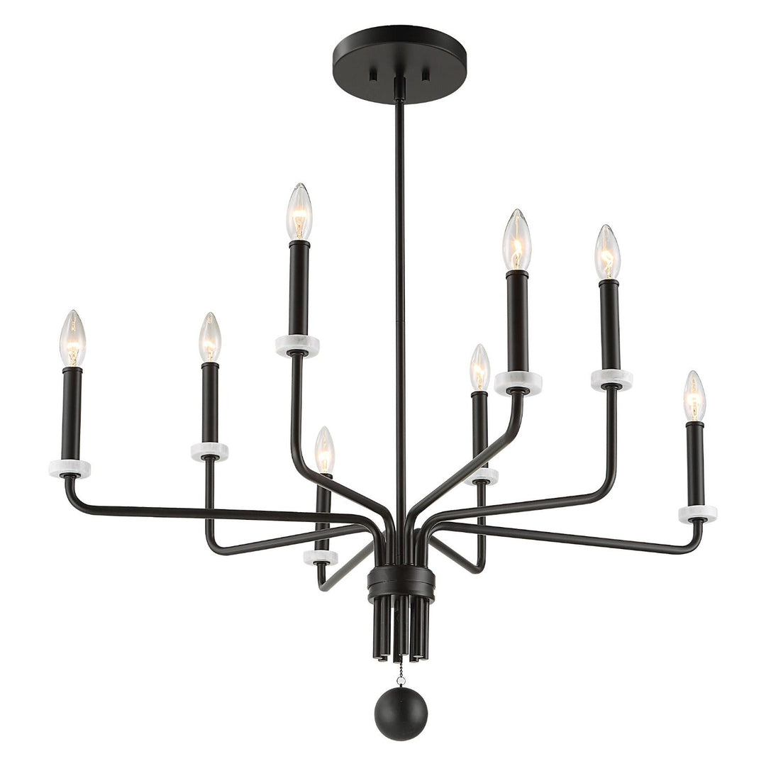 LOREN MATTE BLACK WITH WHITE MARBLE CHANDELIER