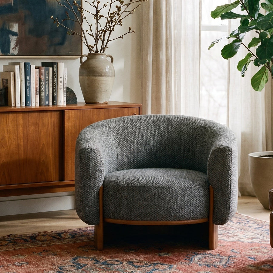 LOWEN UPHOLSTERED BARREL ARMCHAIR