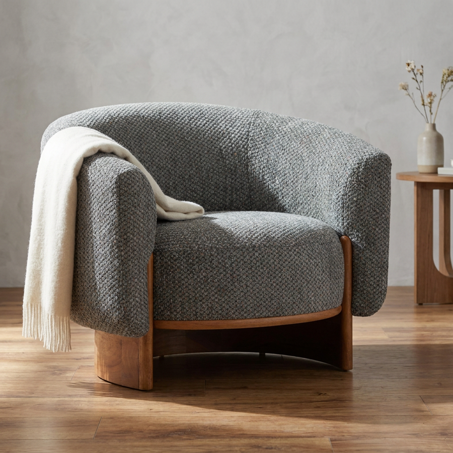 LOWEN UPHOLSTERED BARREL ARMCHAIR