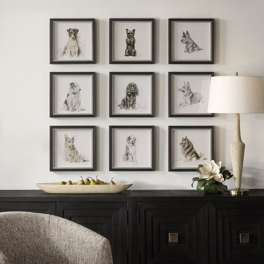 "LOYAL COMPANION" GLASS FRAMED PRINTS | SET OF 9