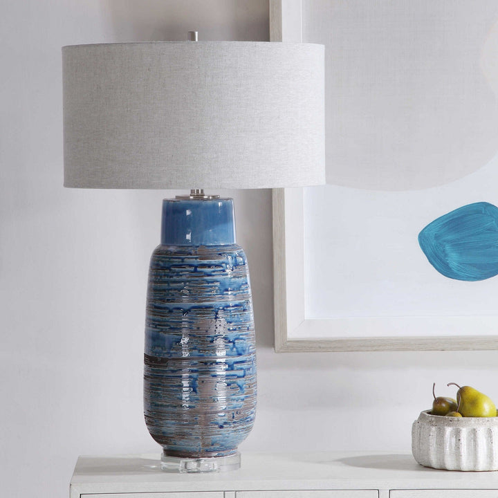 LUA BLUE GLAZE CERAMIC LAMP