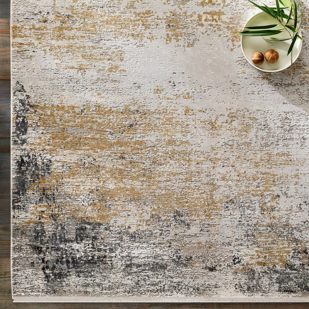 LUNA GRAY + GOLD TEXTURED VISCOSE RUG