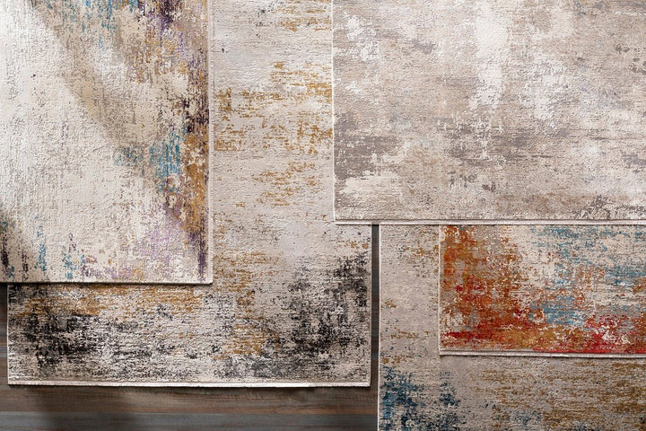 LUNA GRAY + GOLD TEXTURED VISCOSE RUG