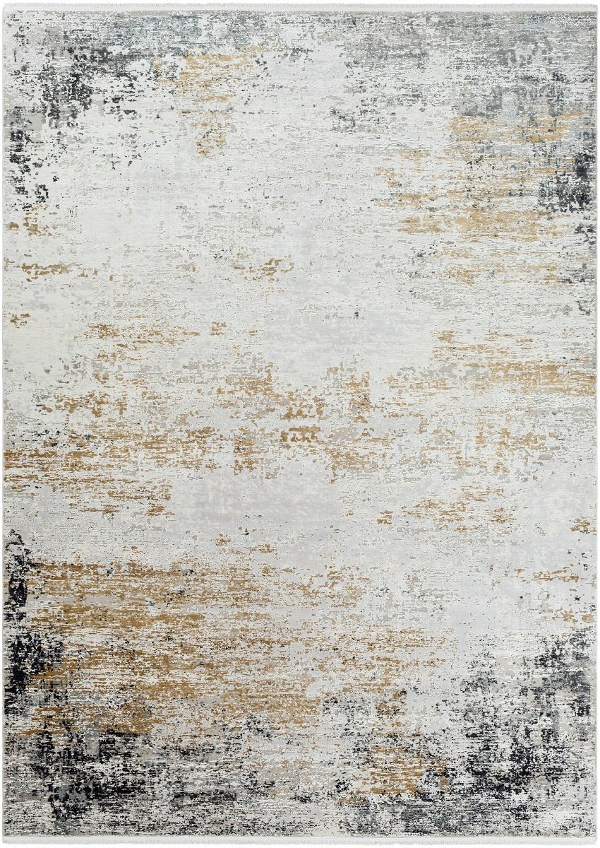 LUNA GRAY + GOLD TEXTURED VISCOSE RUG