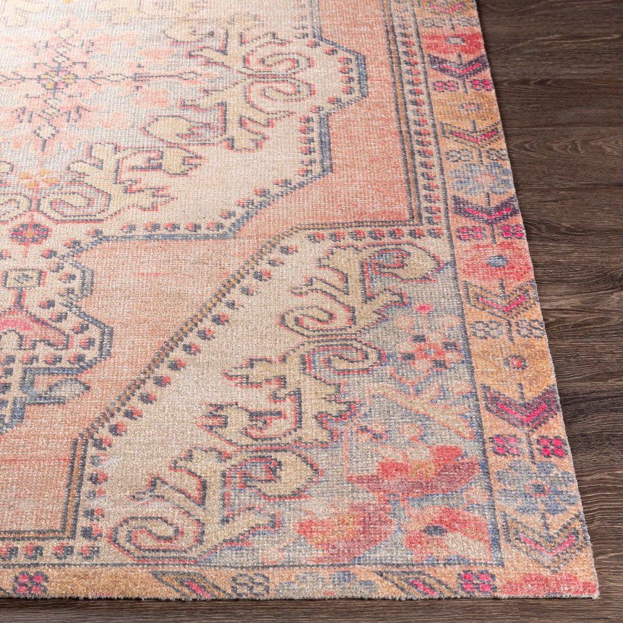 LYLA VINTAGE PRINT RUG: ORANGE, WHEAT, PINK