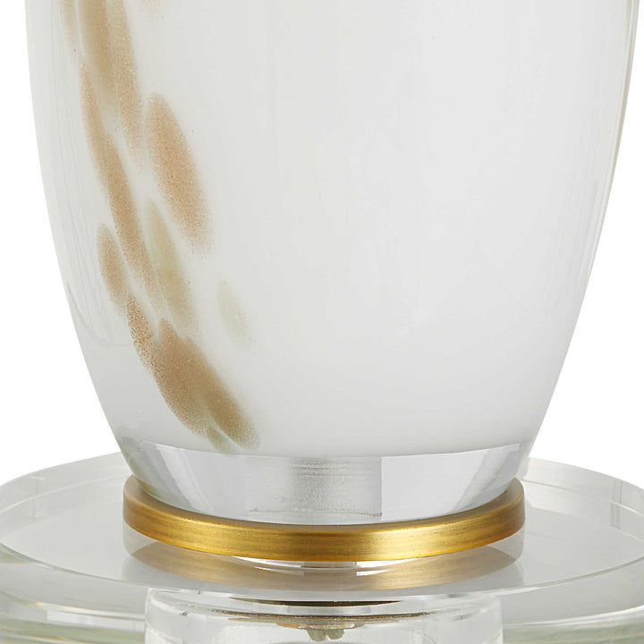 LYRA METALLIC GOLD & WHITE GLASS TABLE LAMP