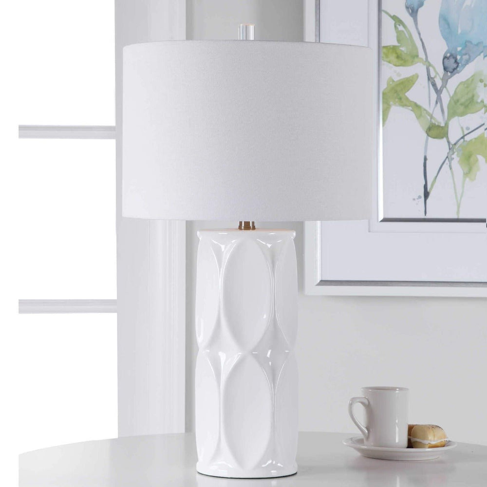 MADGE GLOSSY WHITE CERAMIC LAMP