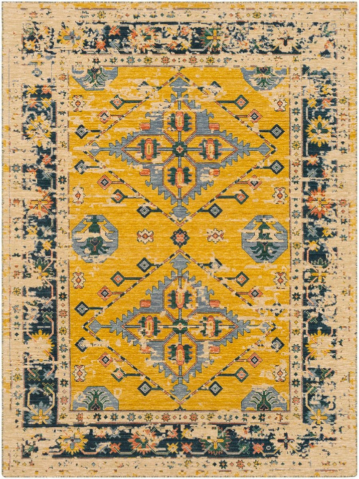 MAGDA WOOL RUG: SAFFRON, NAVY MULTI