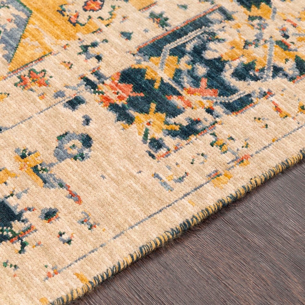 MAGDA WOOL RUG: SAFFRON, NAVY MULTI