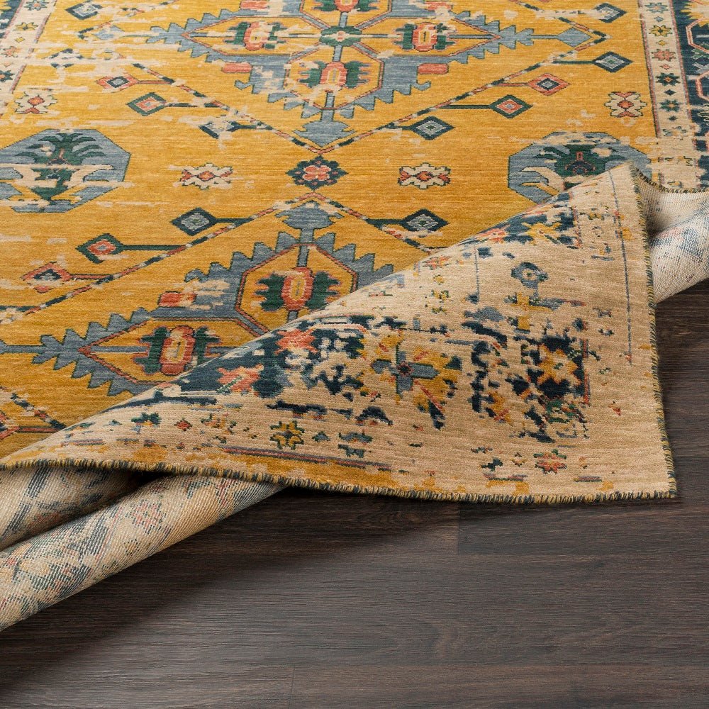 MAGDA WOOL RUG: SAFFRON, NAVY MULTI