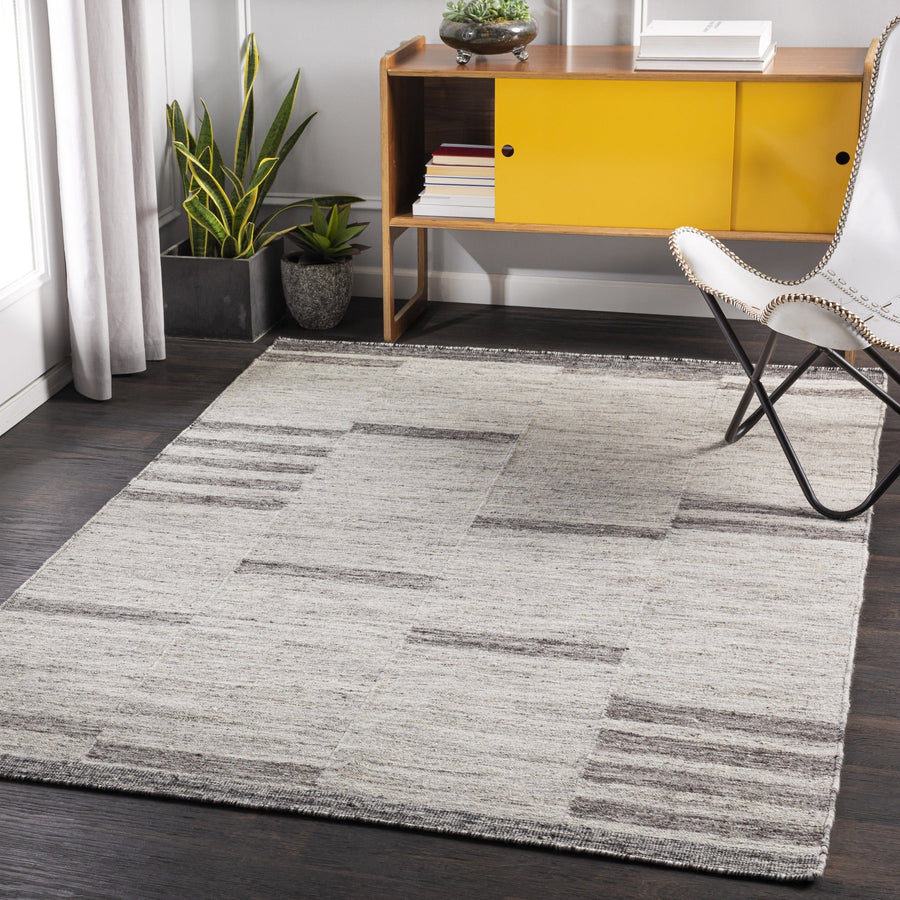 MAJI WOOL + VISCOSE FLAT RUG: ASH GREY