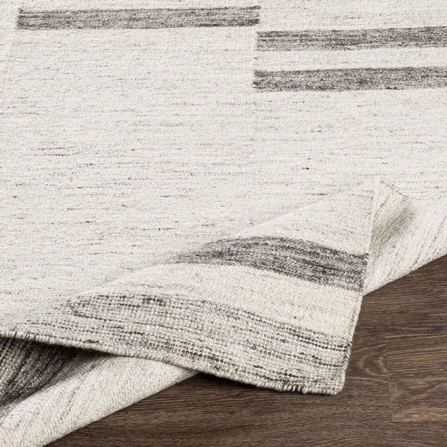 MAJI WOOL + VISCOSE FLAT RUG: IVORY, ASH