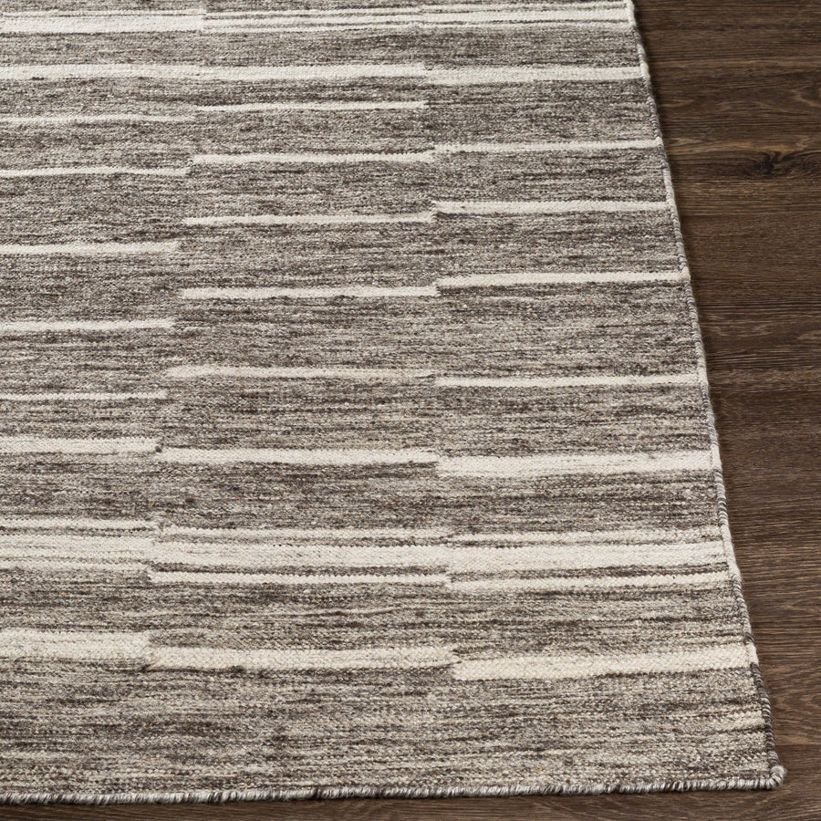 MAKI WOOL + VISCOSE FLAT RUG: CHARCOAL