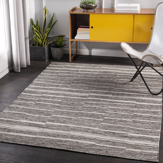 MAKI WOOL + VISCOSE FLAT RUG: CHARCOAL